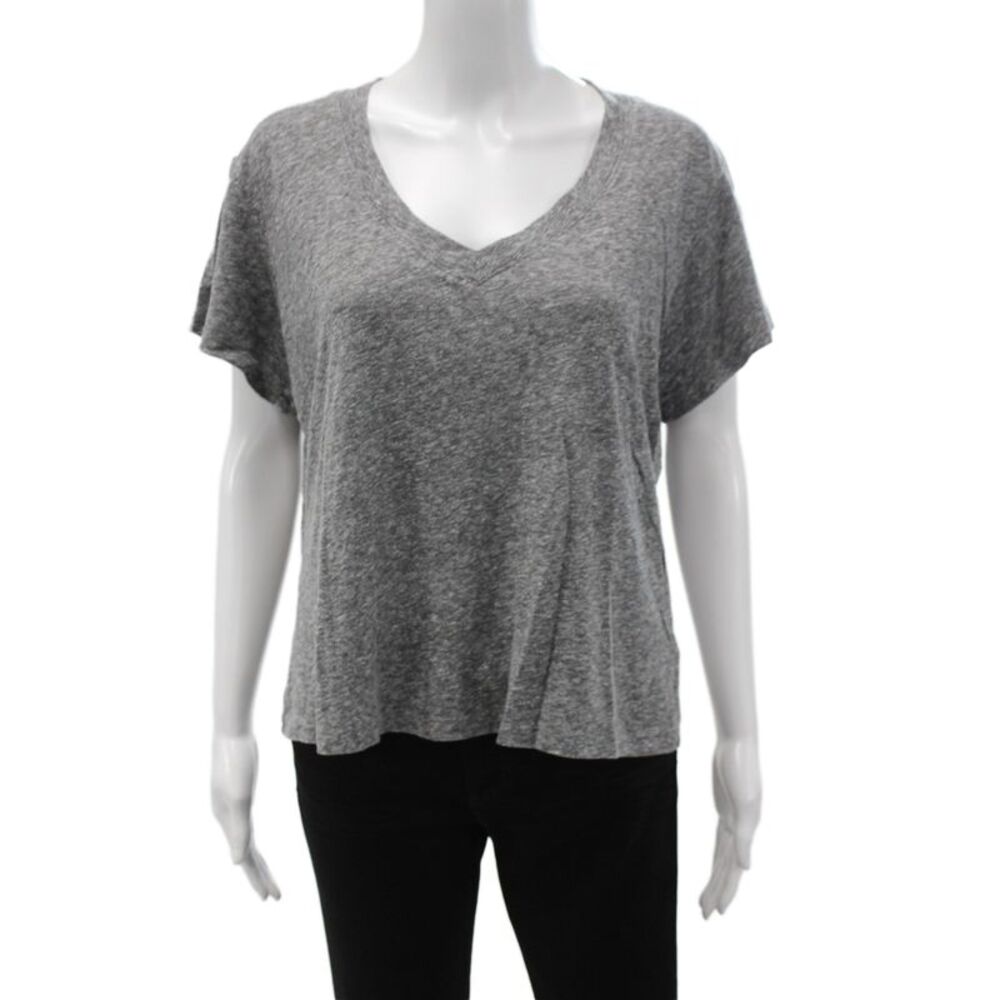 Perfect White Tee Womens Basic Gray V Neck Short Sleeve T-Shirt Size M